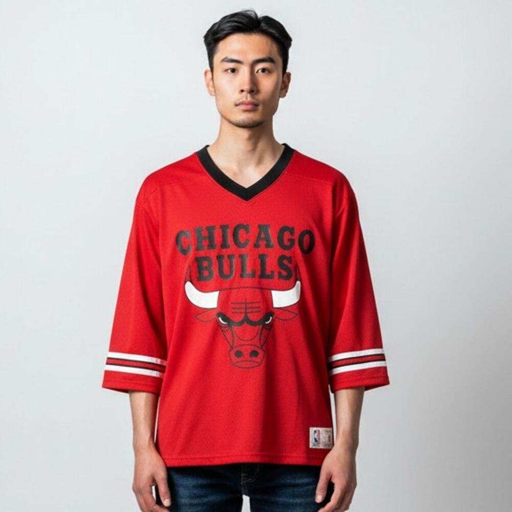 Mitchell & Ness Chicago Bulls Mens L Retro Basketball Jersey Red Black NBA